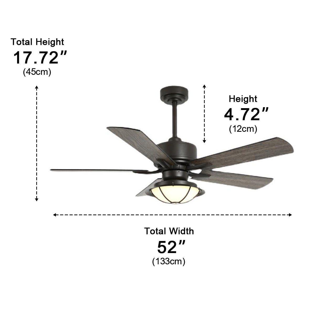 52" Classic Outdoor DC Motor Reverse Ceiling Fan Light - Flyachilles