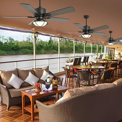 52" Classic Outdoor DC Motor Reverse Ceiling Fan Light - Flyachilles