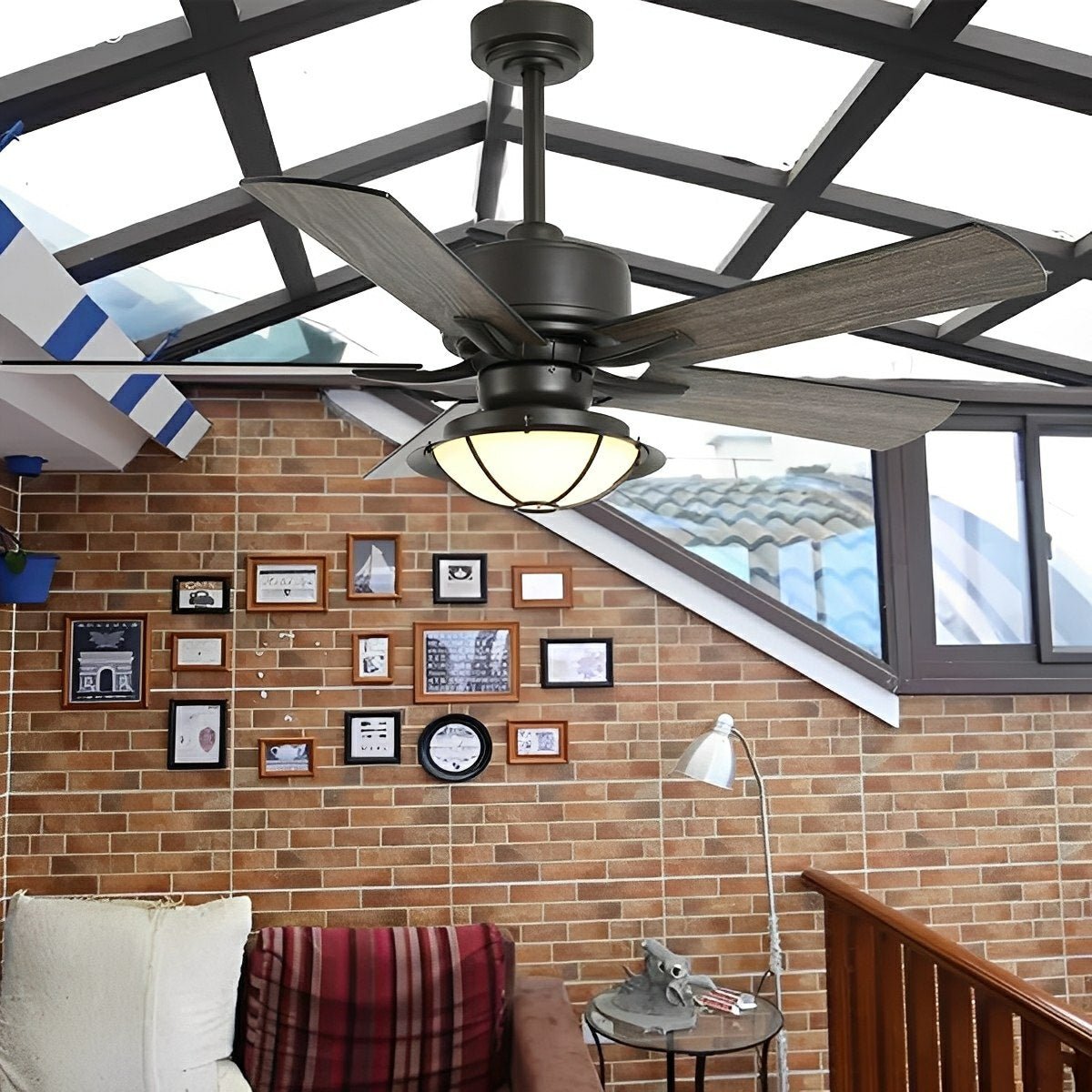 52" Classic Outdoor DC Motor Reverse Ceiling Fan Light - Flyachilles