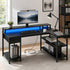 53" L-Shaped Gaming Desk with LED & Power Outlet - Flyachilles