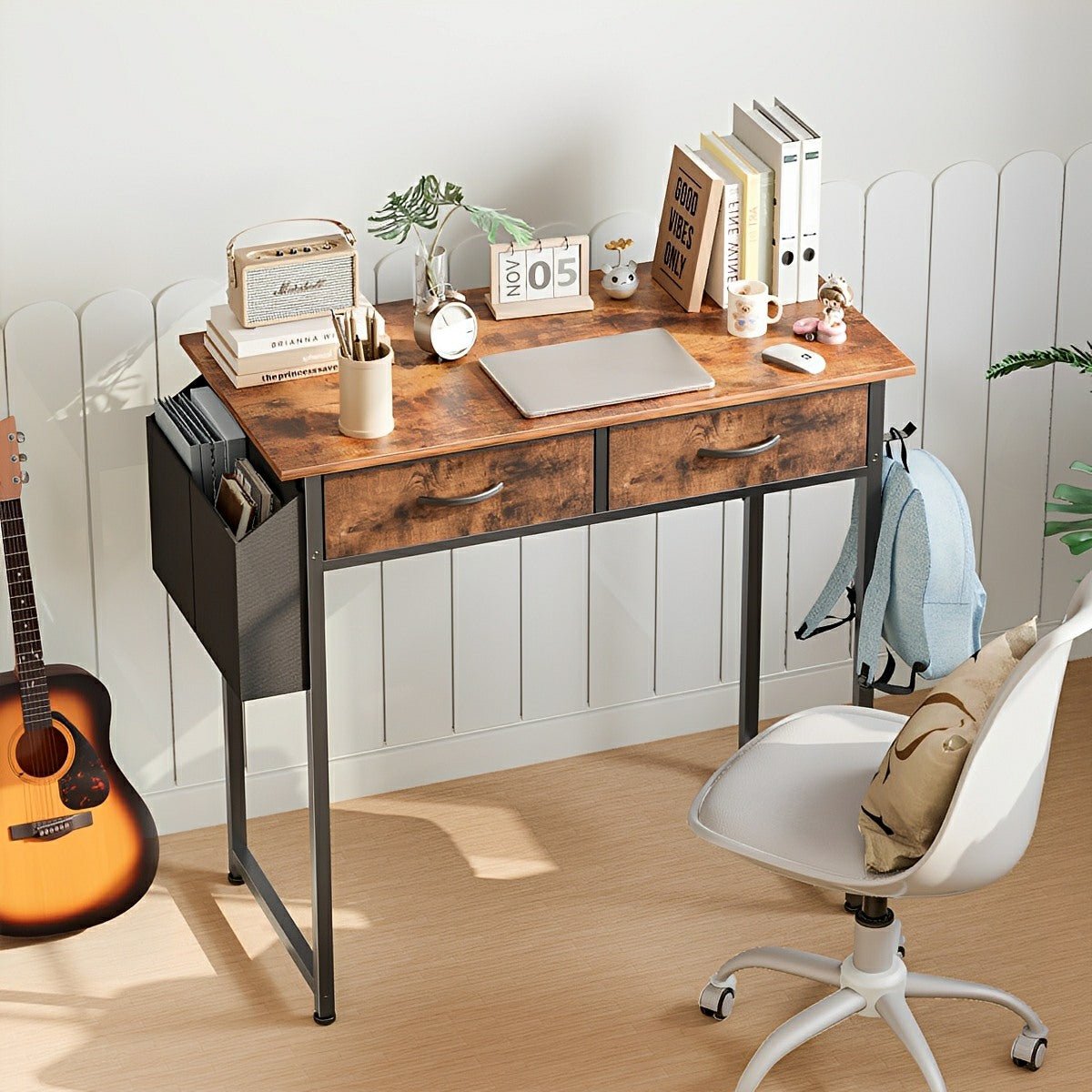 55" Computer Desk with 6 Drawers - for Home Office - Flyachilles