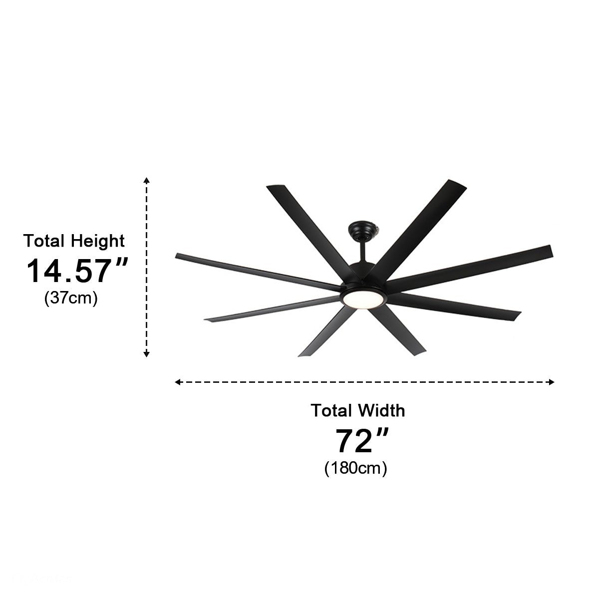 72 Inch Modern 8-Blade LED Ceiling Fan with Light Oversized - Flyachilles