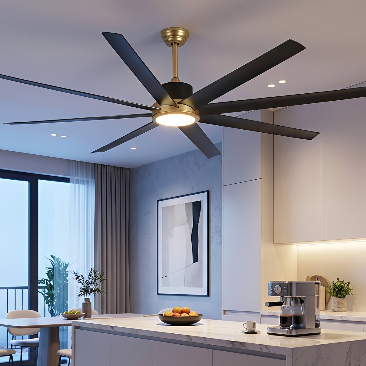 72 Inch Modern 8-Blade LED Ceiling Fan with Light Oversized - Flyachilles