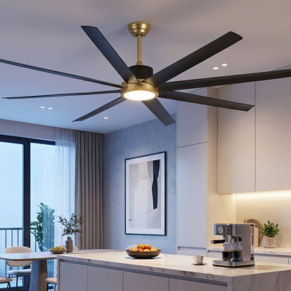 72 Inch Modern 8-Blade LED Ceiling Fan with Light Oversized - Flyachilles