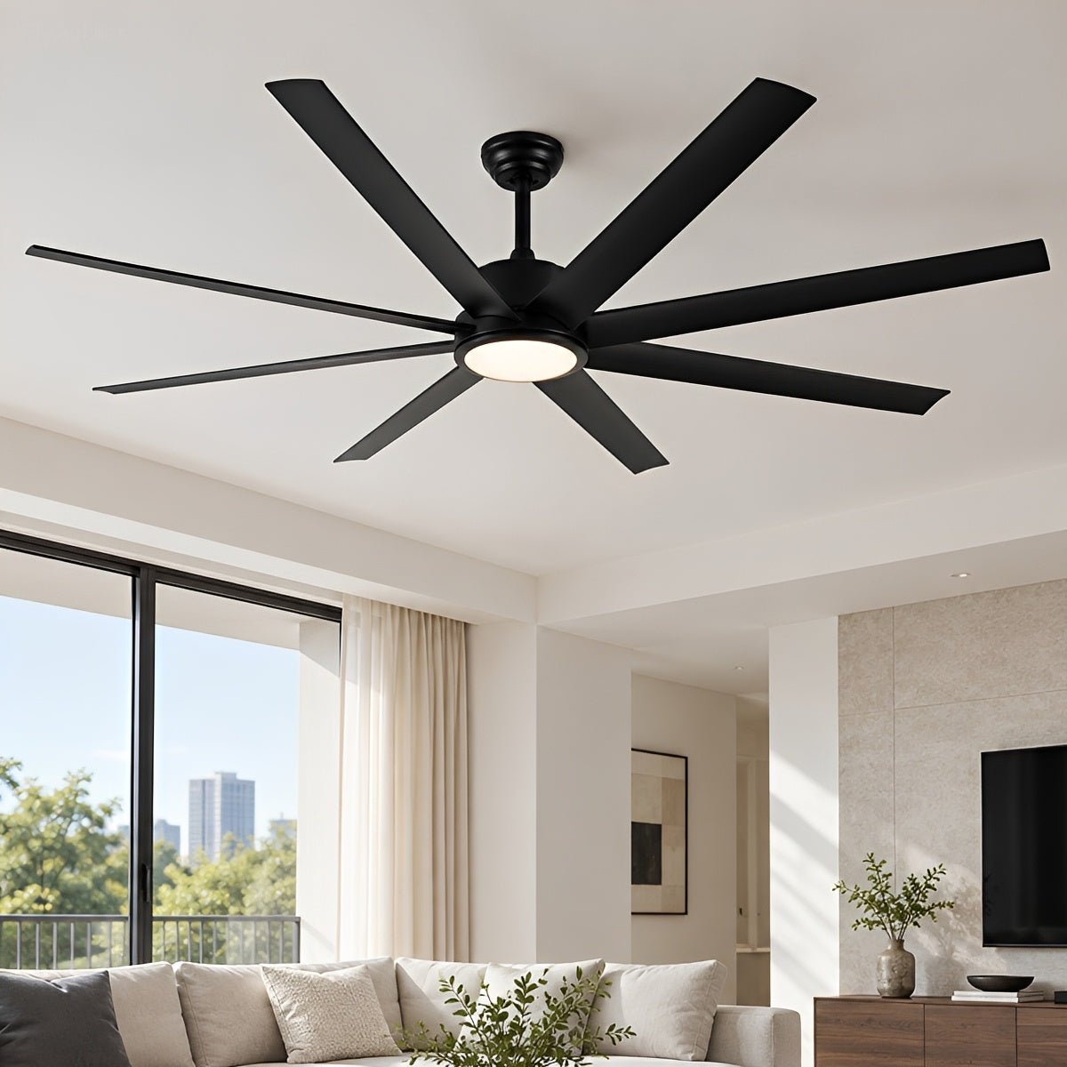 72 Inch Modern 8-Blade LED Ceiling Fan with Light Oversized - Flyachilles