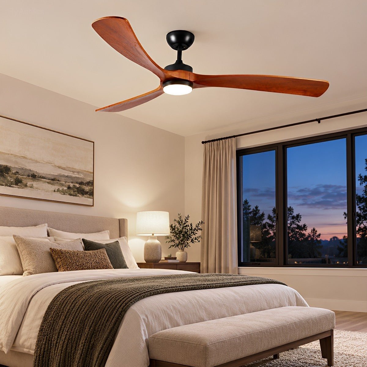 72 Inch Oversized Modern Wood LED Ceiling Fan with Light - Flyachilles