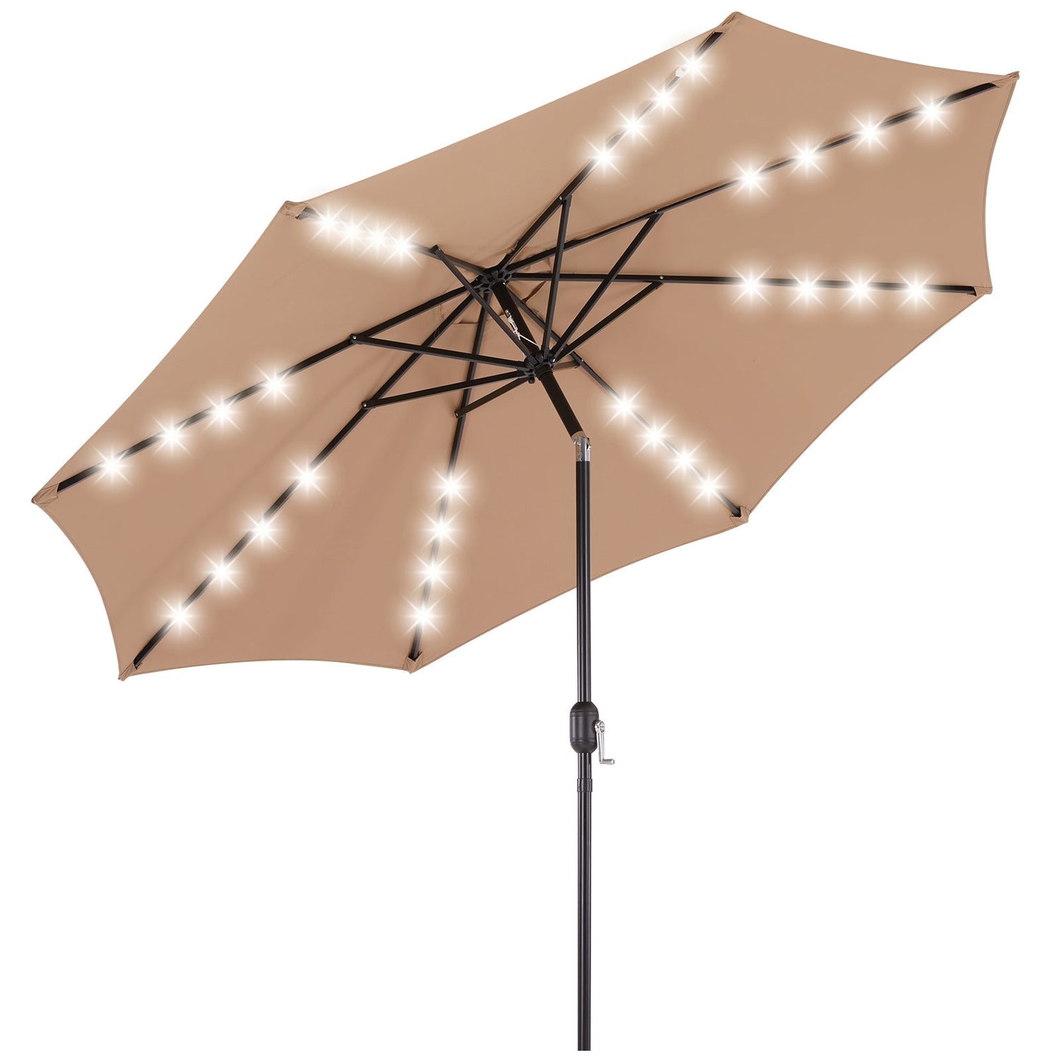 9.5FT Solar LED Light Outdoor Umbrella with Tilt Adjustment - Flyachilles