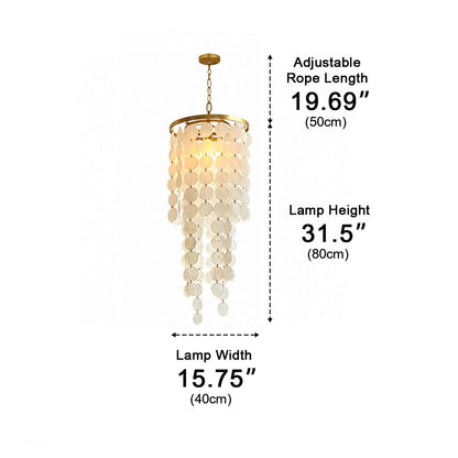 French Natural Shell Cascading LED Chandelier