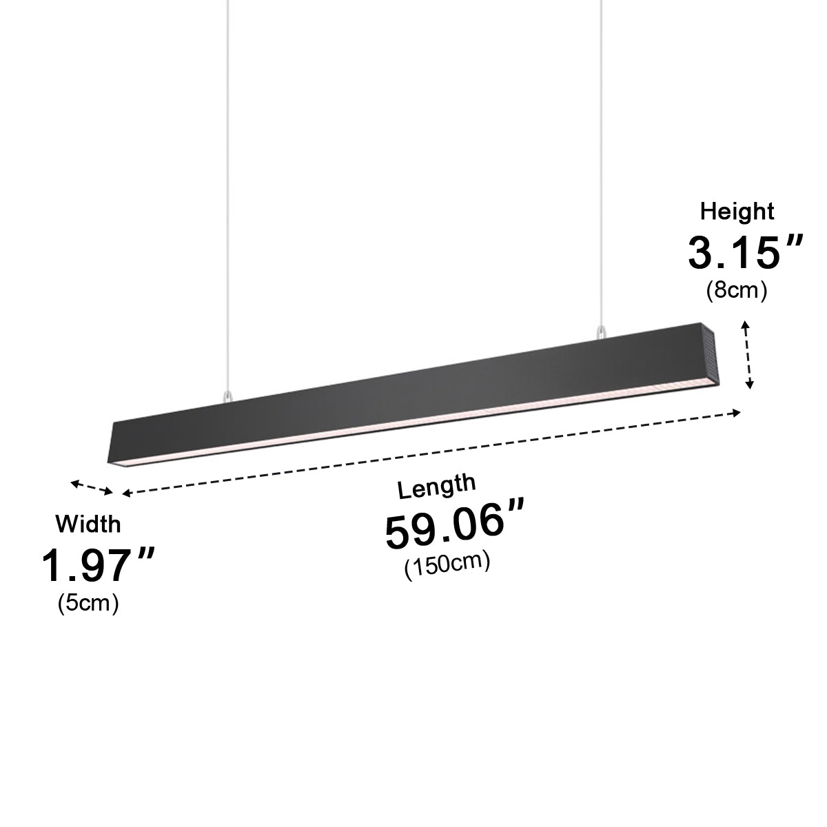 Black Modern Minimalist Linear LED Long Strip Office Ceiling Pendant Lights - Flyachilles