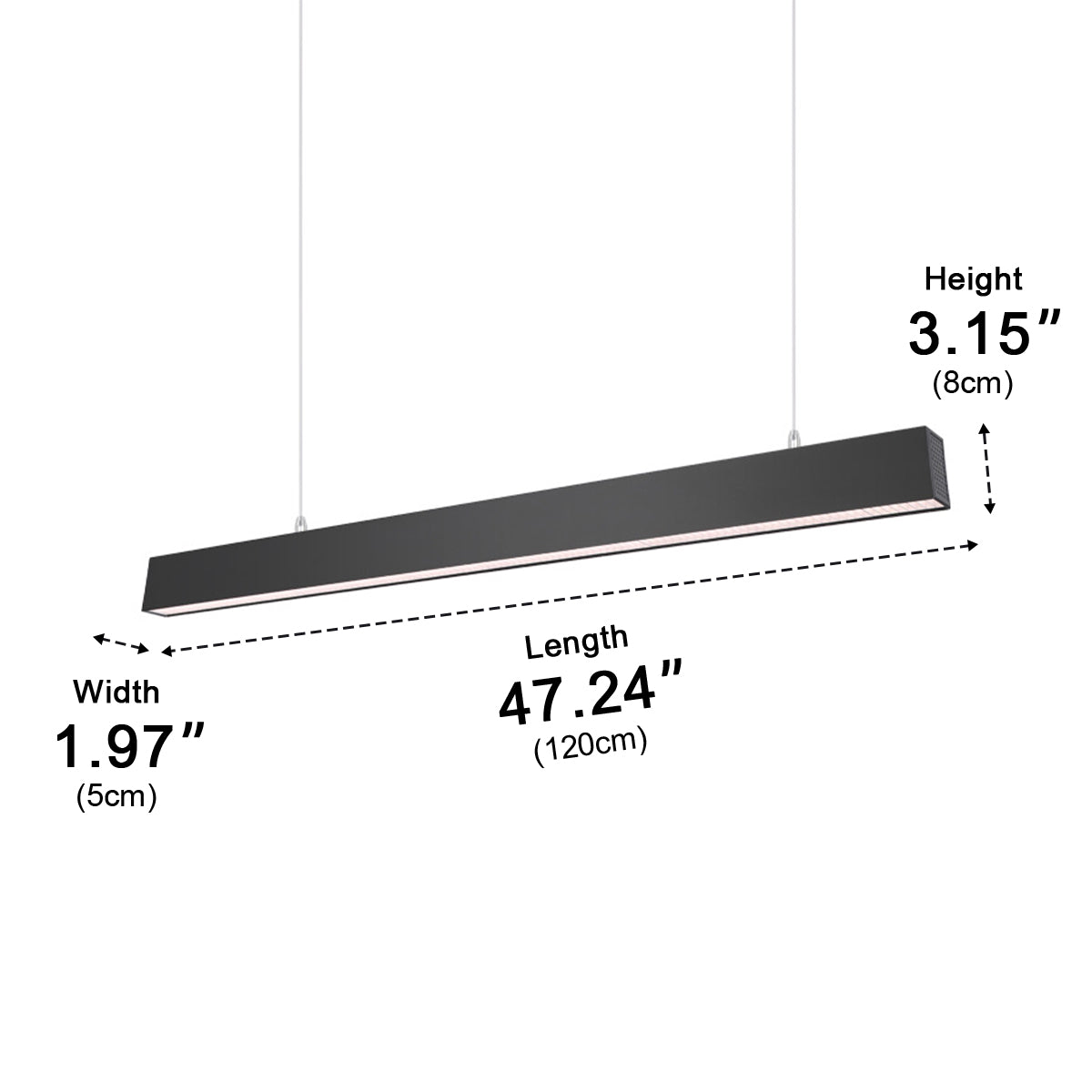 Black Modern Minimalist Linear LED Long Strip Office Ceiling Pendant Lights - Flyachilles