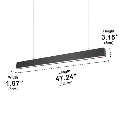 Black Modern Minimalist Linear LED Long Strip Office Ceiling Pendant Lights - Flyachilles