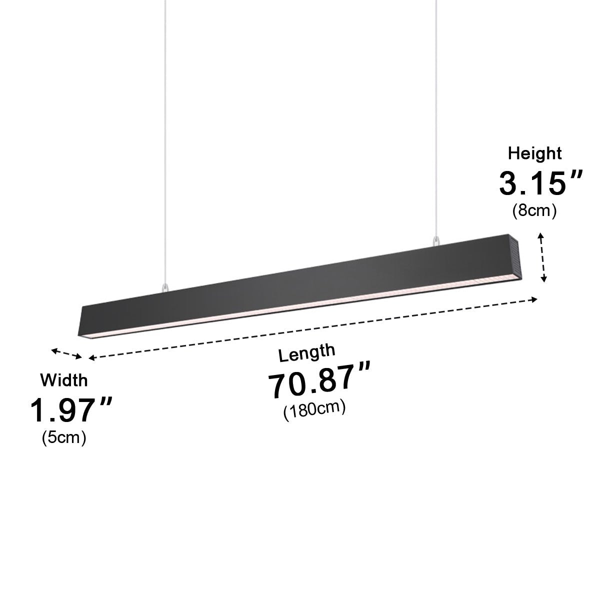 Black Modern Minimalist Linear LED Long Strip Office Ceiling Pendant Lights - Flyachilles