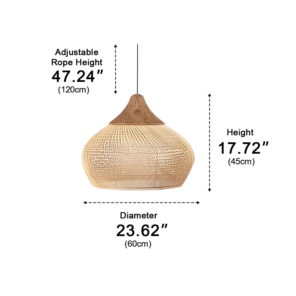 Bowl - shaped Handmade Rattan Pendant Light – Boho Woven Hanging Lamp - Flyachilles