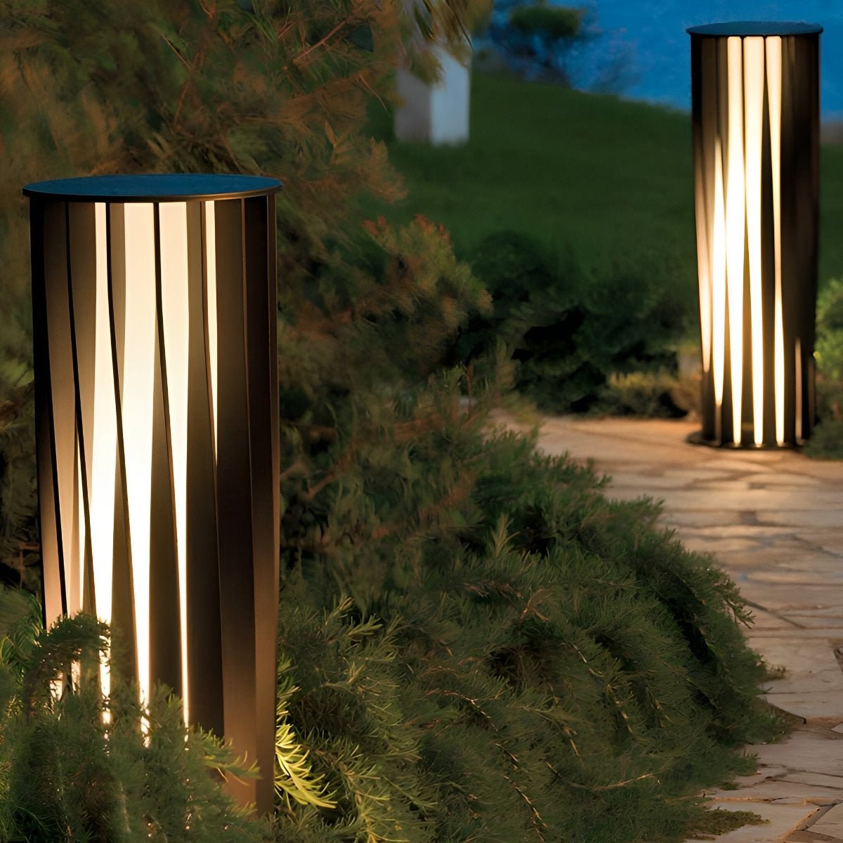 Creative Cylindrical LED Waterproof Black Modern Solar Pathway Light Walkway Floor Lamp - Flyachilles