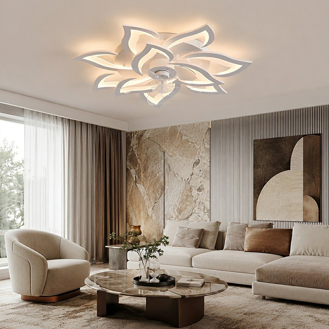 Creative Flower Shaped DC Motor LED Ceiling Fan Lights Chandelier - Flyachilles