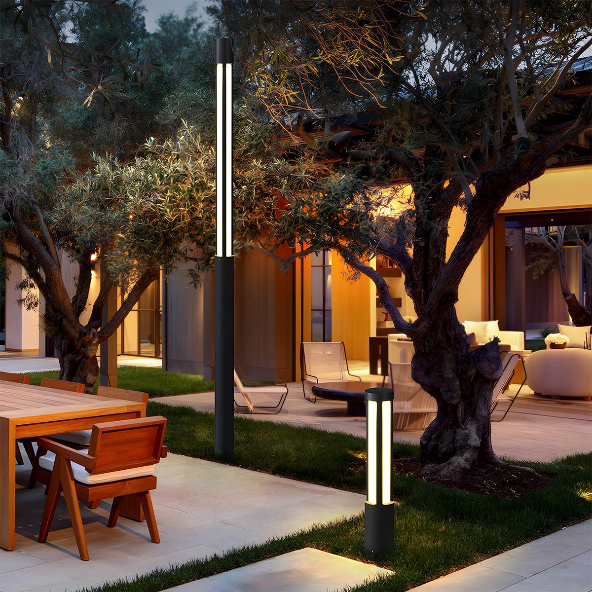 Cylinder LED Black Modern Outdoor Post Lights - Flyachilles
