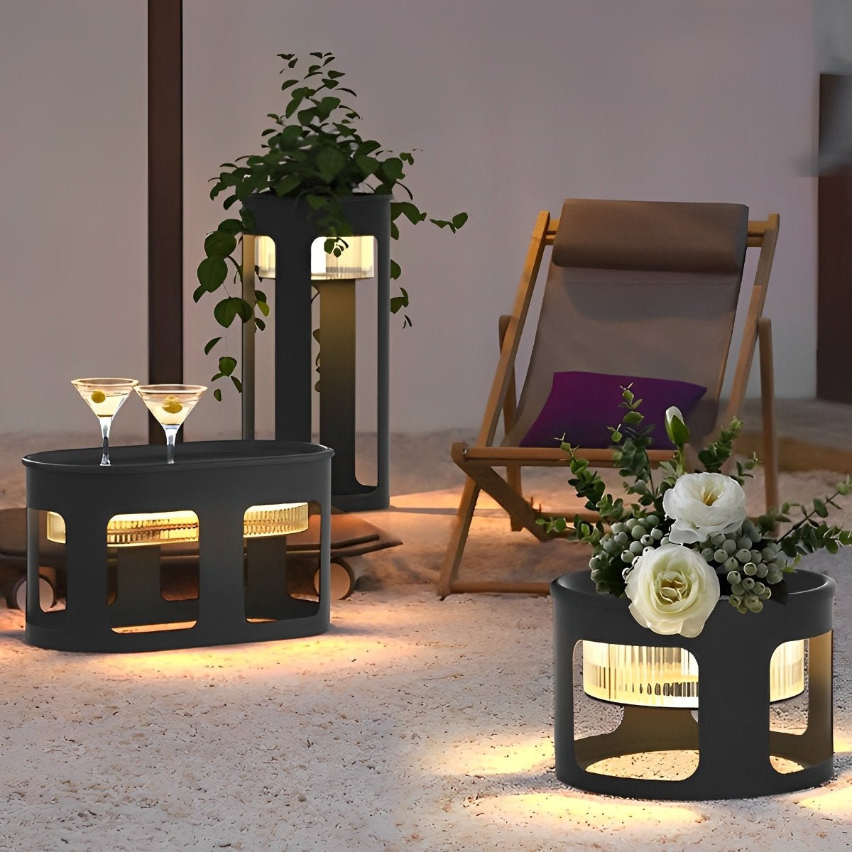 Cylinder Waterproof LED Black Modern SolarLight - Flyachilles