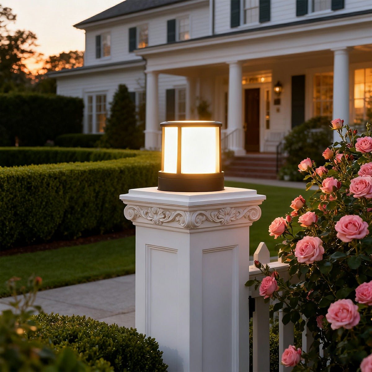 Cylindrical Aluminum LED Waterproof Black Outdoor Fence Post Lights - Flyachilles
