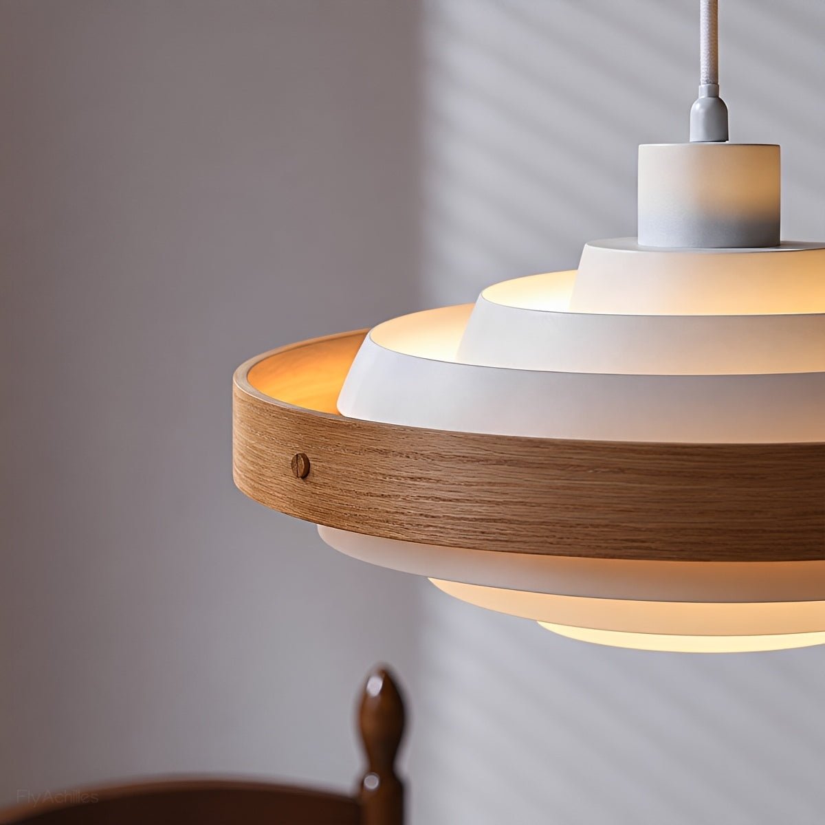 Dimmable Modern Japandi Shaded Drum Pendant Light - Flyachilles