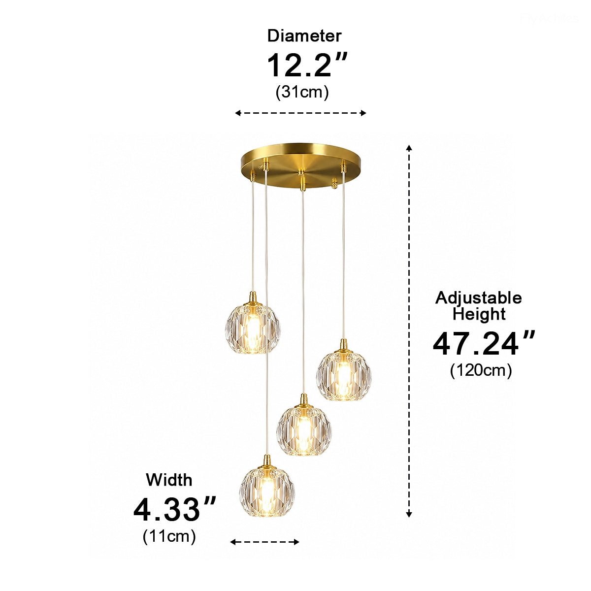 Dimmable Modern Luxury Brass Crystal Pendant Lights - Flyachilles