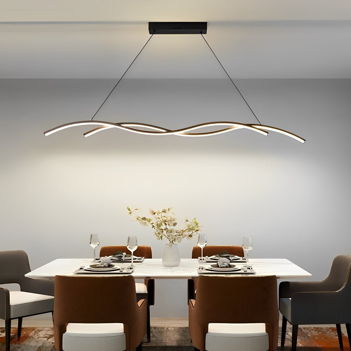Double Wavy Minimalist LED Creative Modern Chandelier Light - Flyachilles
