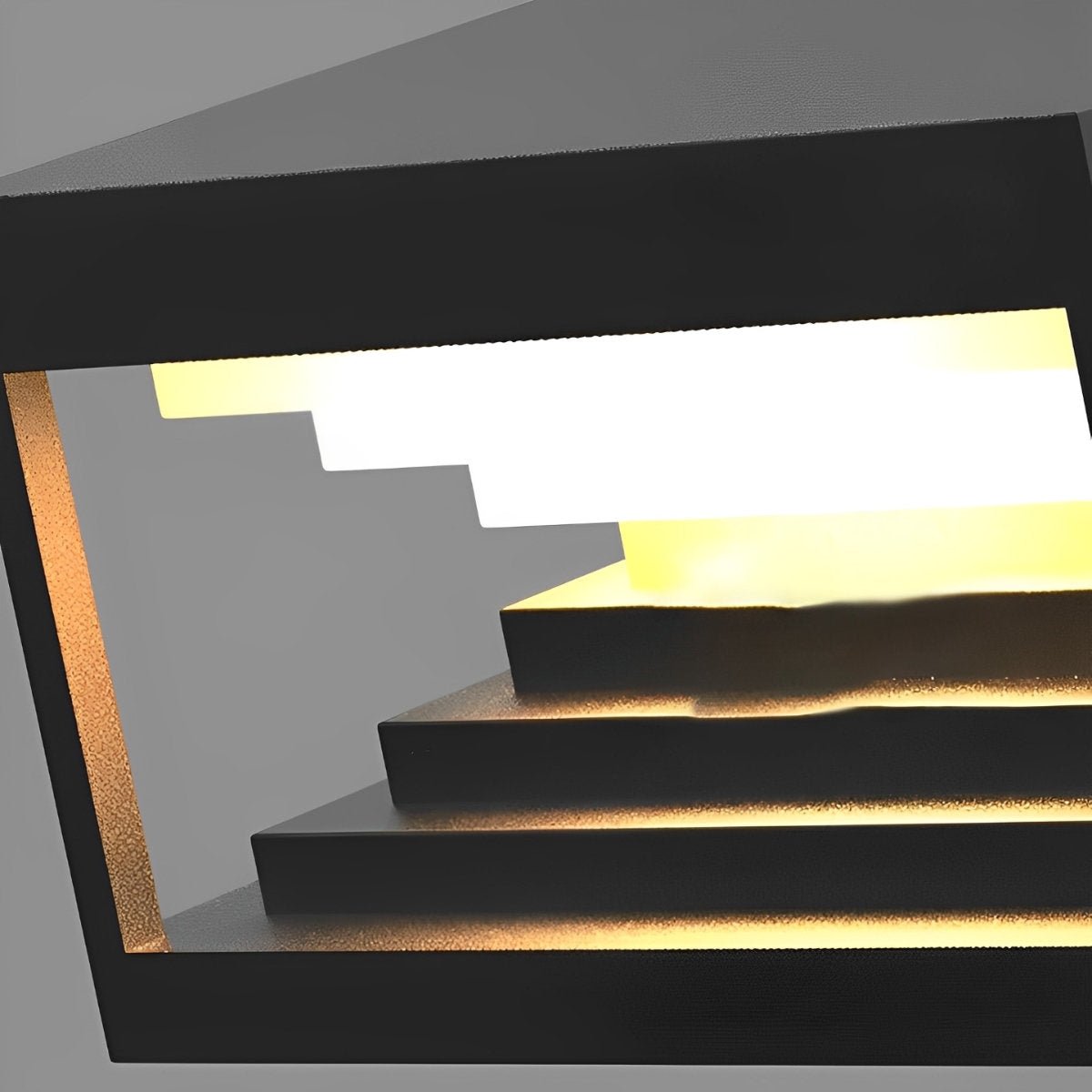 Enigma Eclipse Tower Square Steps Minimalistic Waterproof LED Black Modern Light - Flyachilles
