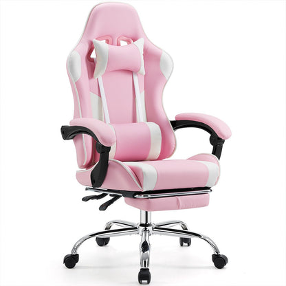 Ergonomic Computer Game Desk Chair Recliner - with Footrest &amp; Lumbar Support &amp; Headrest, Fixed Up Armrest, - Flyachilles