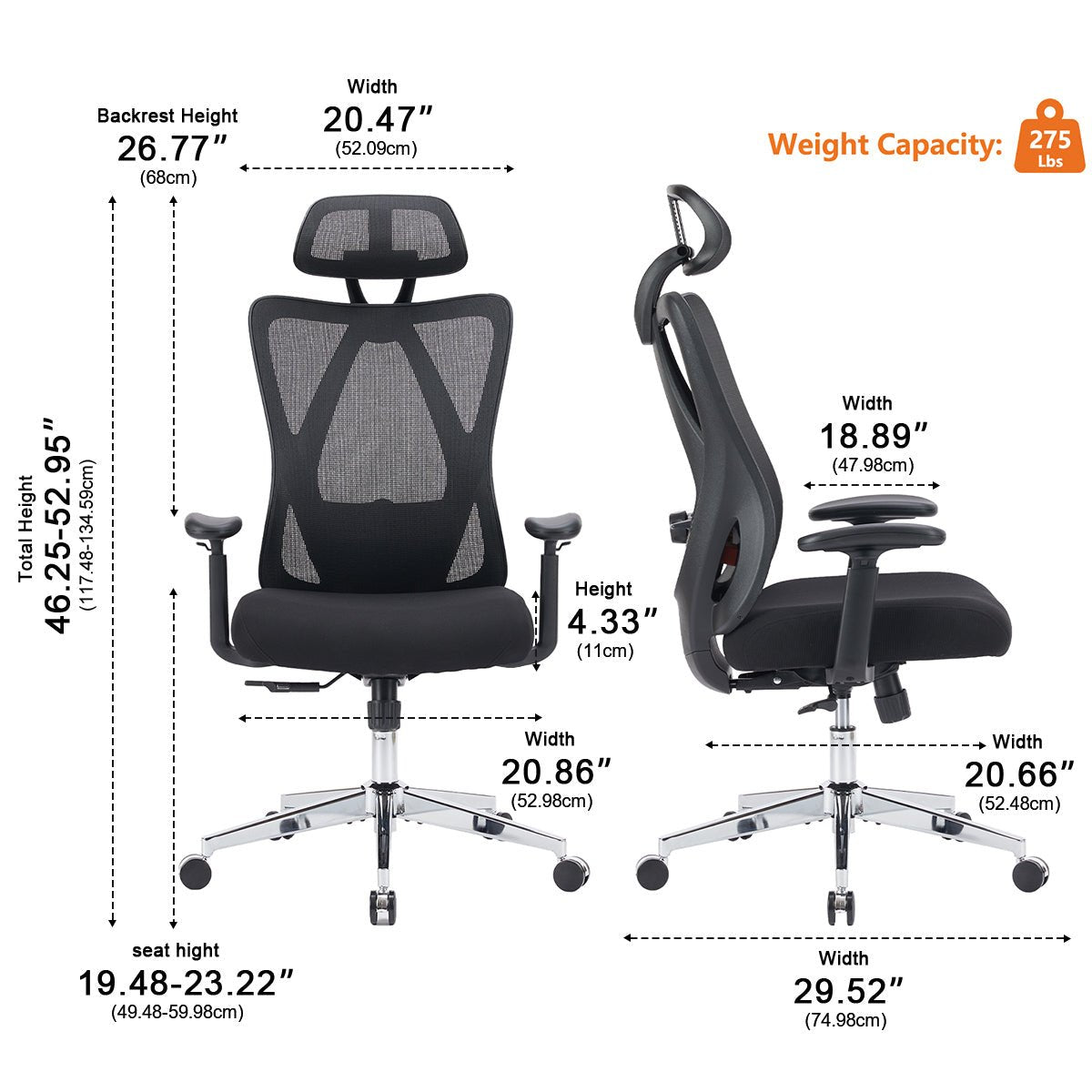 Ergonomic Swivel Mesh Office Computer Chair with Support &amp; Headrest - Flyachilles