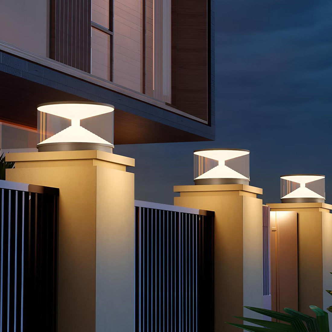 Gray Waterproof Solar Hourglass Outdoor Post Lights - Flyachilles