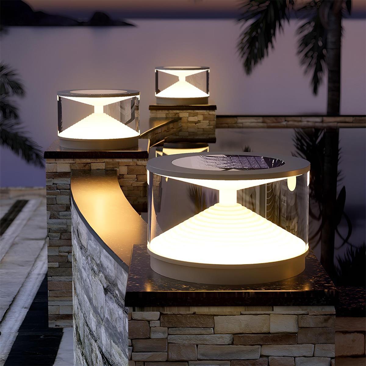 Gray Waterproof Solar Hourglass Outdoor Post Lights - Flyachilles