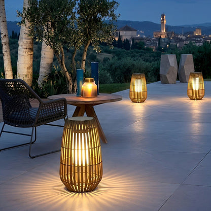 Handmade Rattan Hanging Lantern LED Waterproof Outdoor Lights - Flyachilles