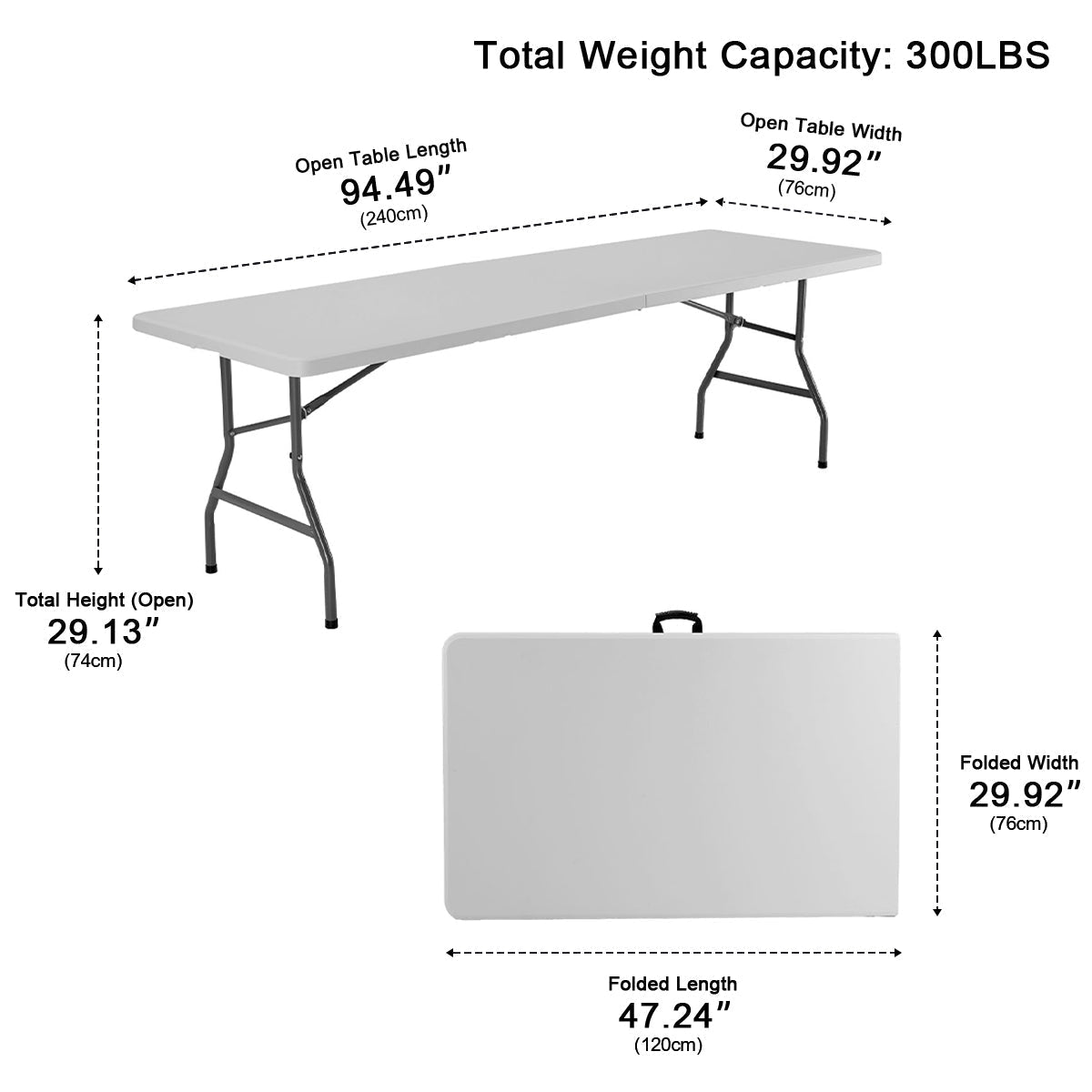 Heavy Duty Folding Table with Handle – For Camping - Flyachilles