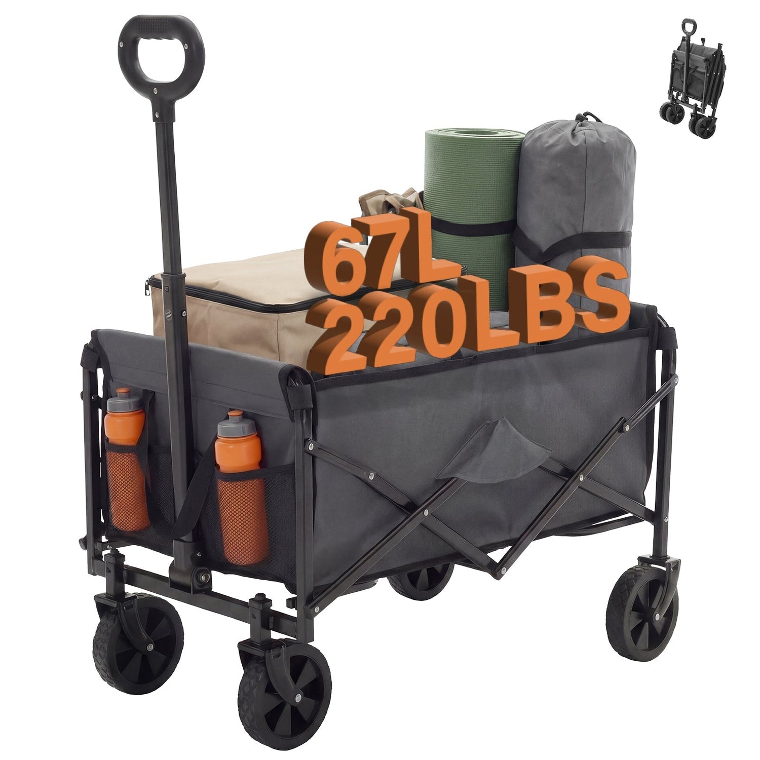 Heavy Duty Folding Utility Wagon Cart Outdoor Trolley - Flyachilles