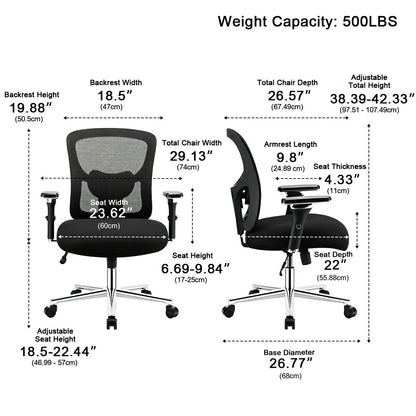 Heavy Duty Mesh Ergonomic Office Chair for Big and Tall - Flyachilles