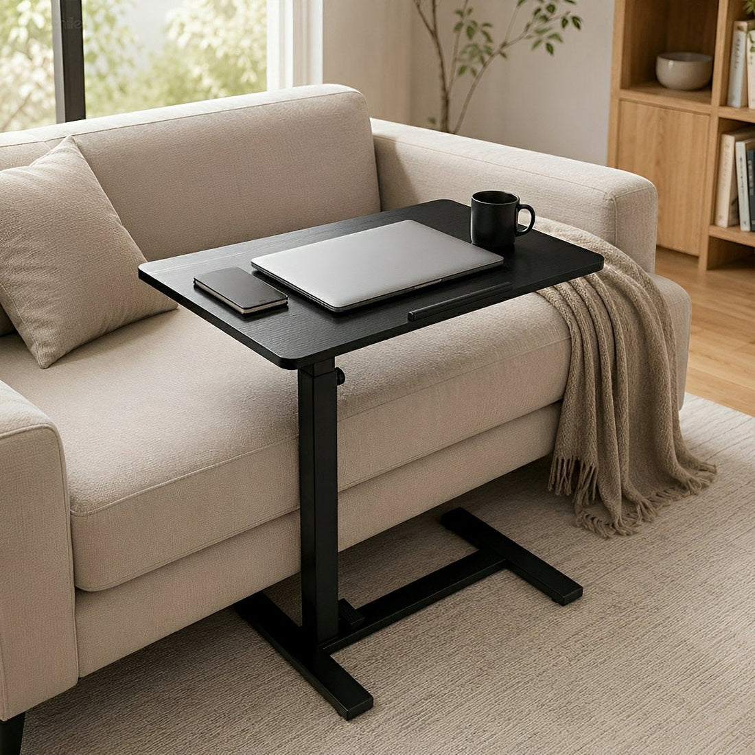Height-Adjustable Bedside Table on Wheels – Portable - Flyachilles