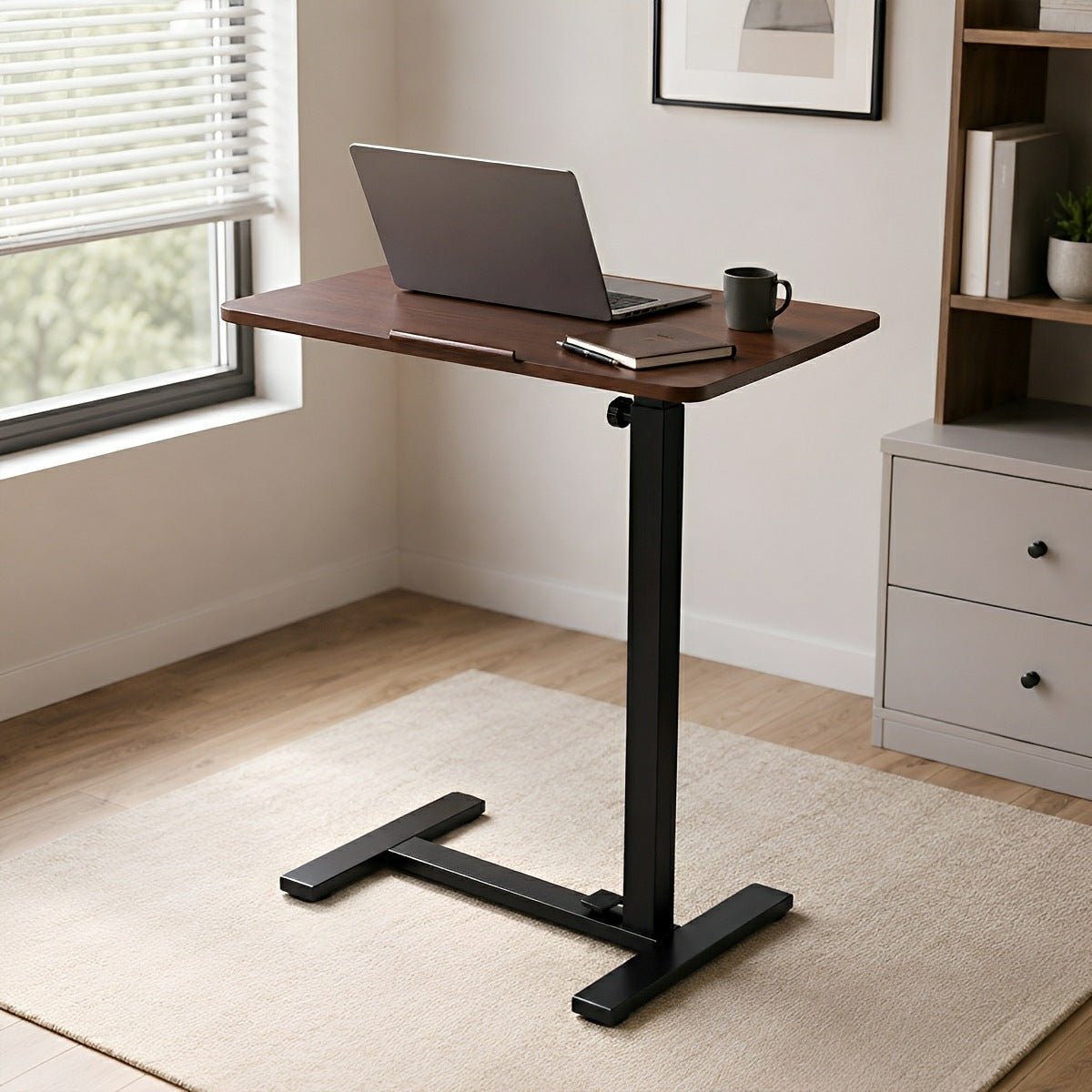 Height-Adjustable Bedside Table on Wheels – Portable - Flyachilles