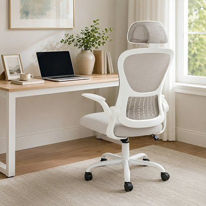 High Back Mesh Office Chair – Adjustable Headrest, Flip Arms - Flyachilles