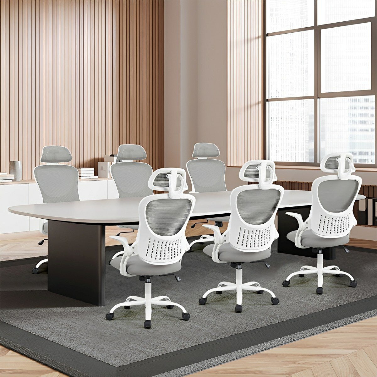 High Back Mesh Office Chair – Adjustable Headrest, Flip Arms - Flyachilles
