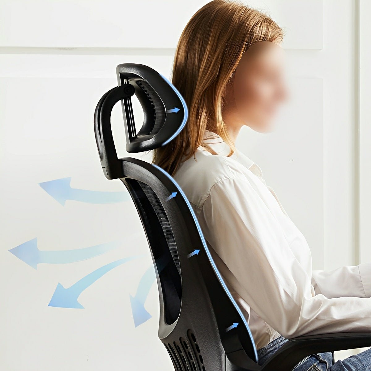 High Back Mesh Office Chair – Adjustable Headrest, Flip Arms - Flyachilles