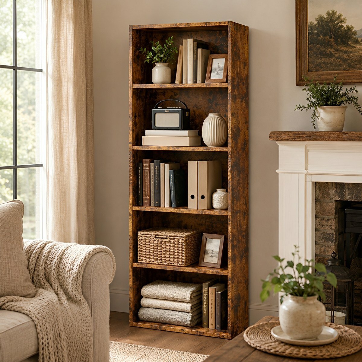 Industrial Bookcase Open Storage Shelf - Flyachilles
