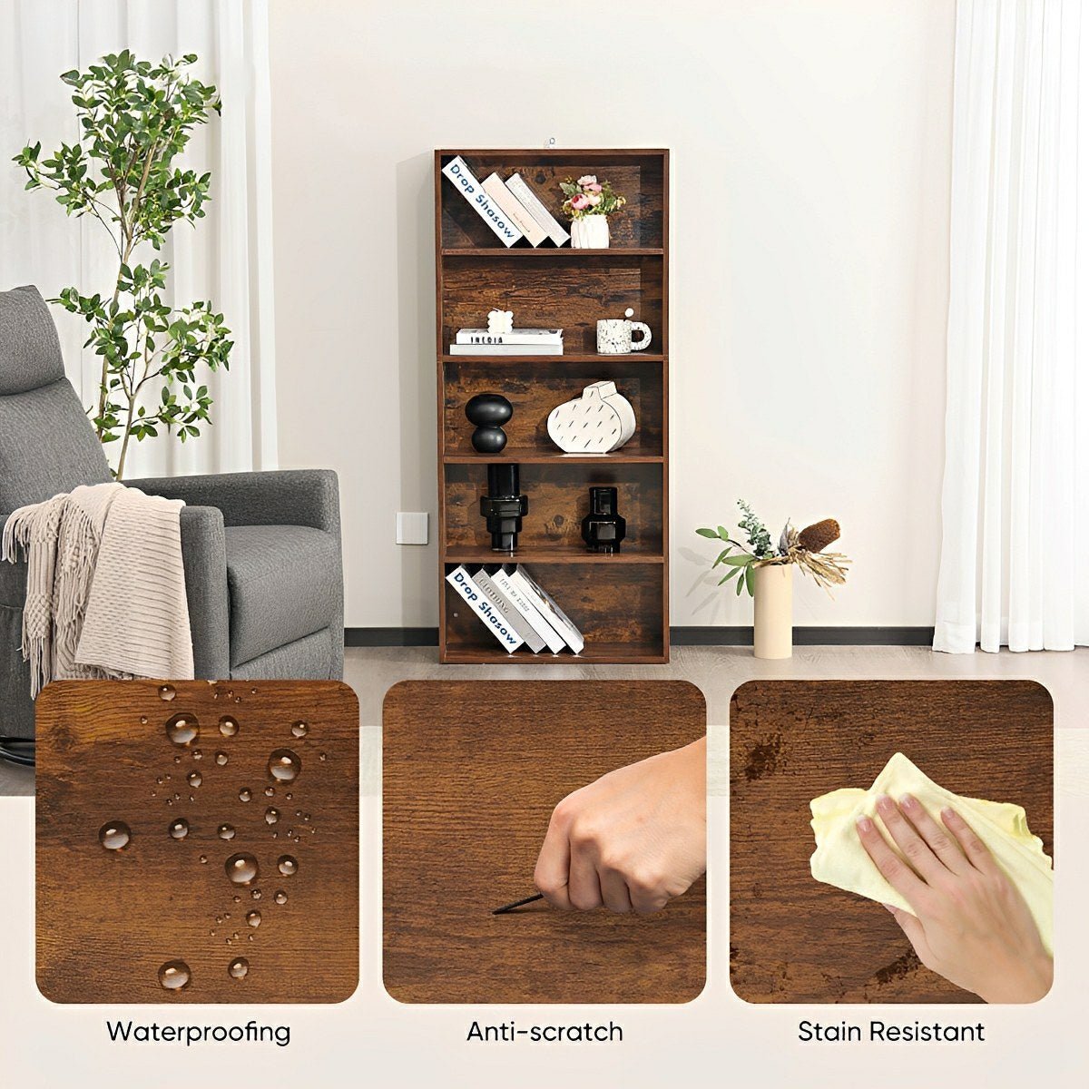 Industrial Bookcase Open Storage Shelf - Flyachilles