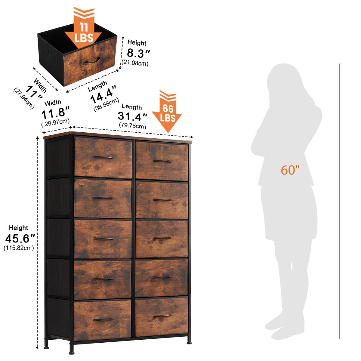 Large Capacity 5 - 10 Drawer Fabric Storage Cabinet Organizer - Flyachilles