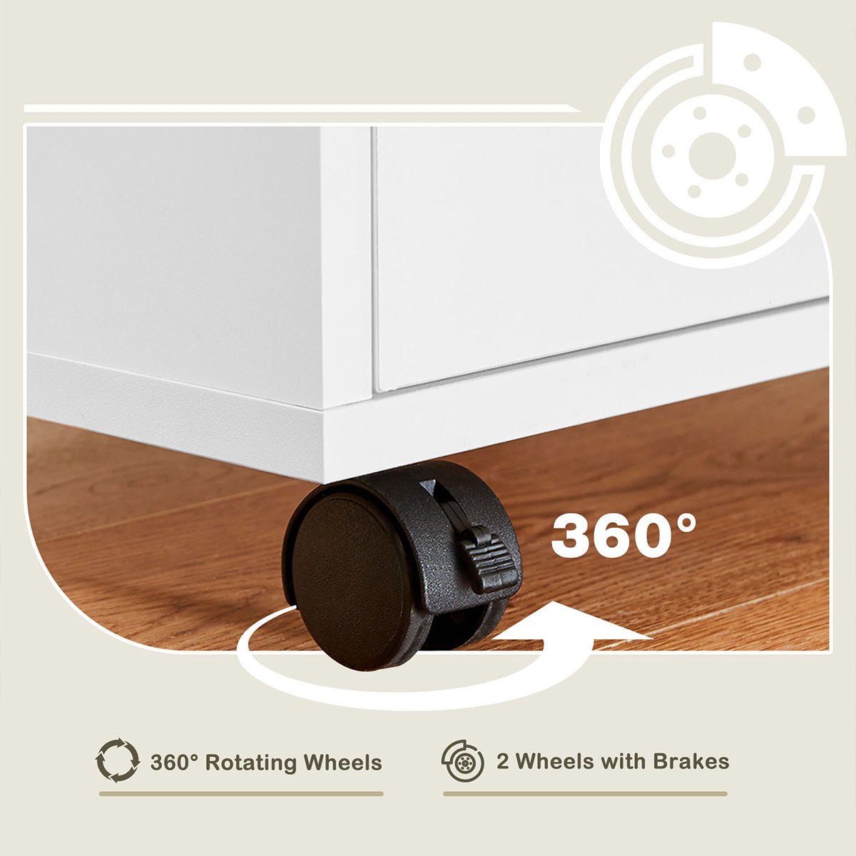 Large Capacity Mobile Storage Cabinet Organizer with Wheels - Flyachilles