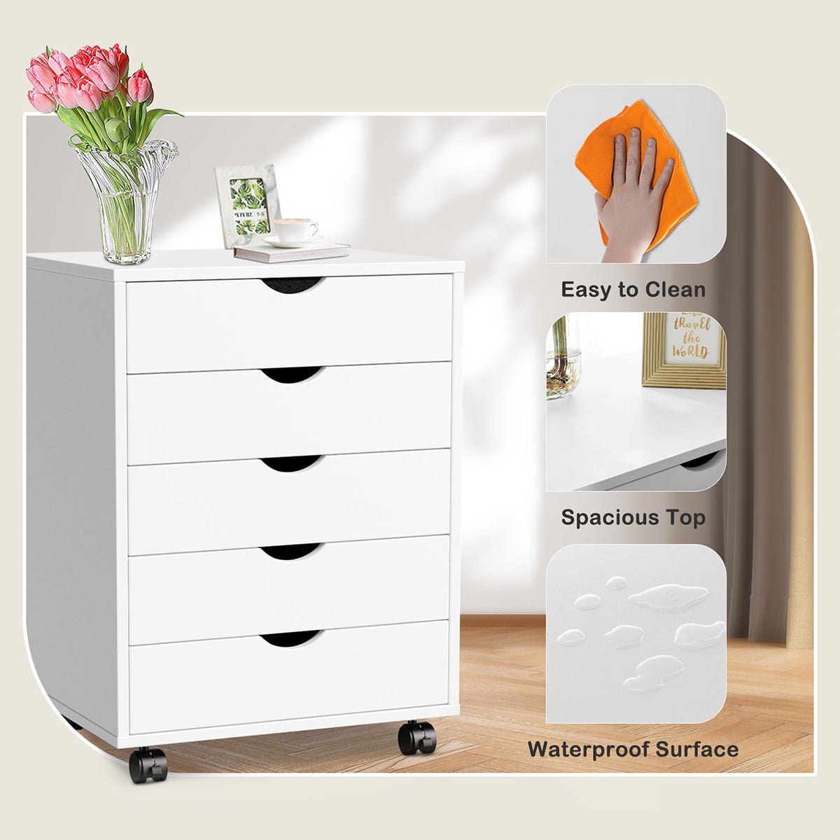 Large Capacity Mobile Storage Cabinet Organizer with Wheels - Flyachilles