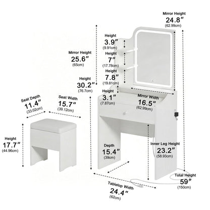 LED Makeup Vanity Table – 3-Color Temperature Light - Flyachilles
