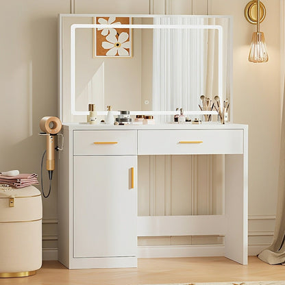 LED Makeup Vanity with Charging Station &amp; 3-Color Light - Flyachilles