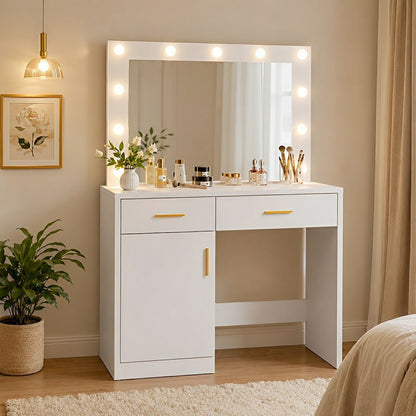 LED Makeup Vanity with Charging Station &amp; 3-Color Light - Flyachilles