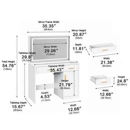 LED Makeup Vanity with Charging Station &amp; 3-Color Light - Flyachilles