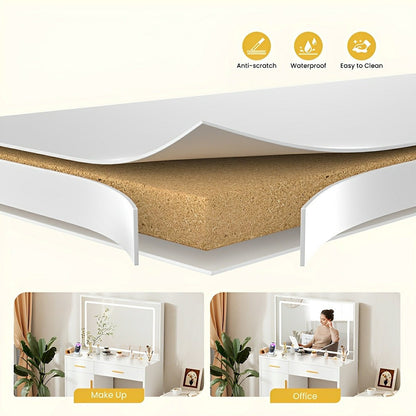 LED Makeup Vanity with Charging Station &amp; 3-Color Light - Flyachilles