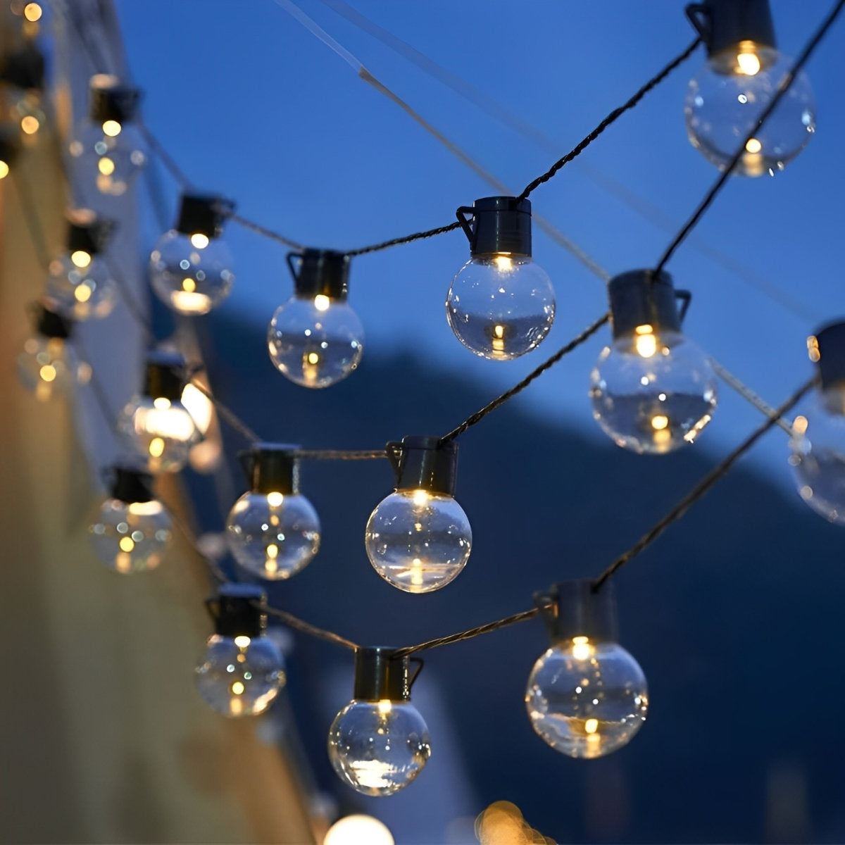 LED Solar Powered Outdoor Tent Canopy String Lights Camping Decor Light Round Balls Valentine Garland Bulb Decoration Fairy Lights Ball Bubble Lights - Flyachilles